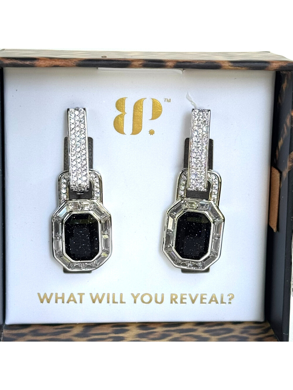 Bomb Party UNTAMED Earrings "Fastened For Chaos" Black on Rhodium (Locks)